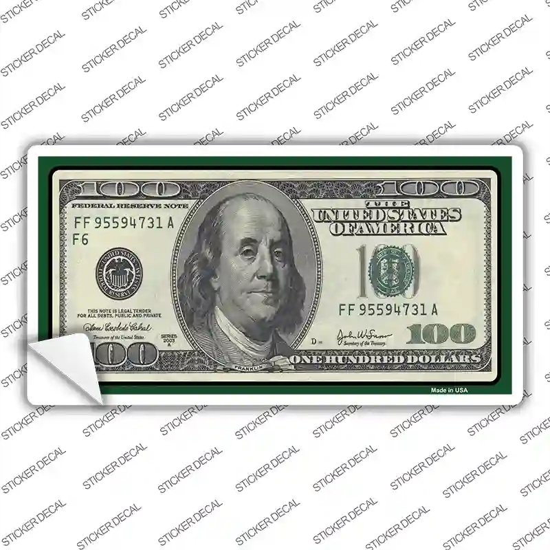 LP-5168s-L 100 Dollar Bill Novelty Sticker Decal - Large