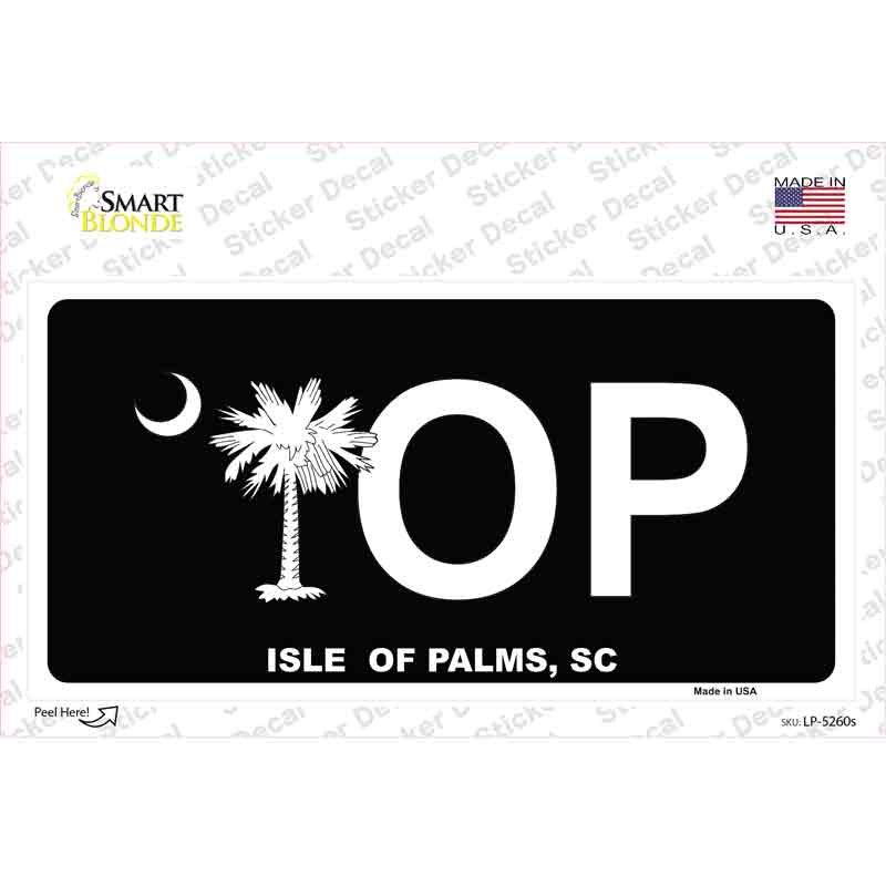LP-5260s-M IOP Isle of Palms Black Novelty Sticker Decal - Medium