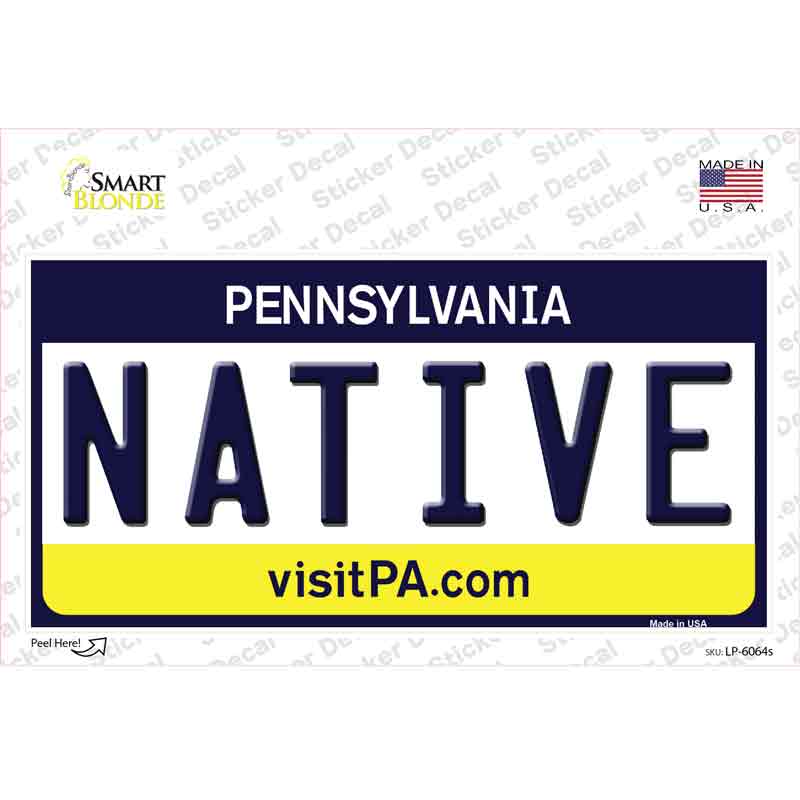 LP-6064s-M Native Pennsylvania State Novelty Sticker Decal - Medium