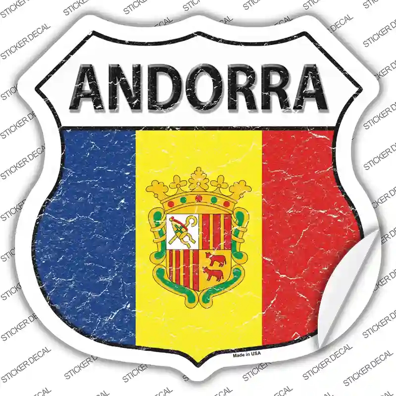 HS-168s-L Andorra Flag Novelty Highway Shield Sticker Decal - Large