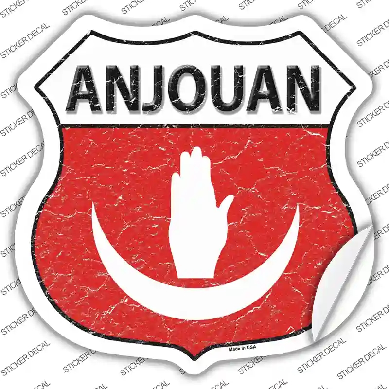 HS-171s-S Anjouan Flag Novelty Highway Shield Sticker Decal - Small