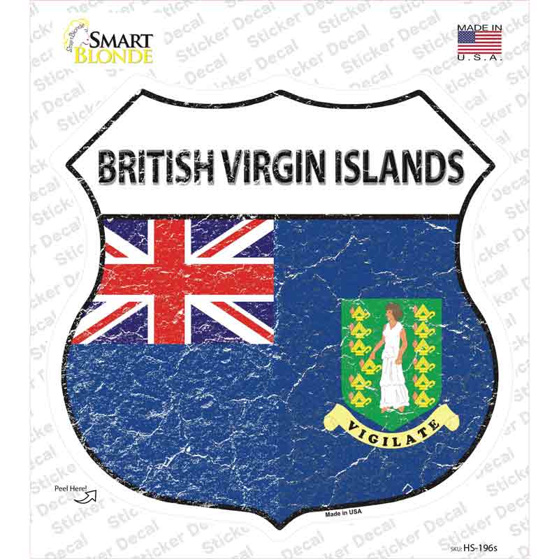 HS-196s-M British Virgin Islands Flag Novelty Highway Shield Sticker Decal - Medium