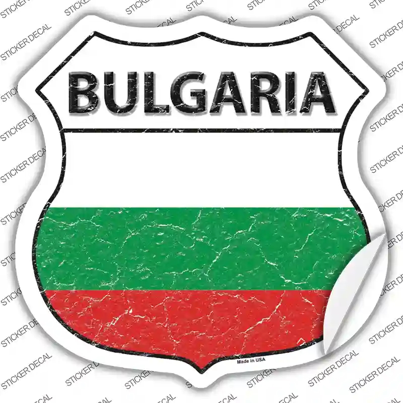 HS-198s-S Bulgaria Flag Novelty Highway Shield Sticker Decal - Small