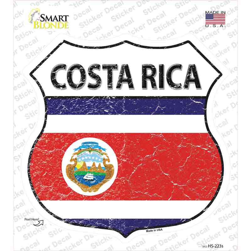 HS-223s-M Costa Rica Flag Novelty Highway Shield Sticker Decal - Medium
