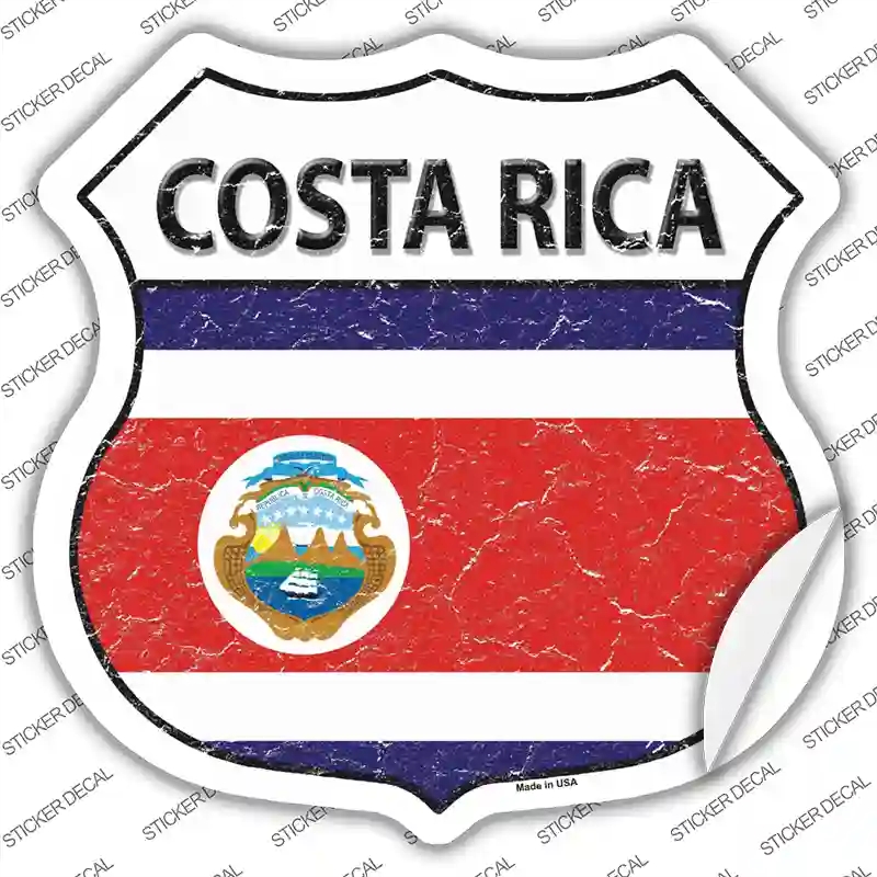 HS-223s-XL Costa Rica Flag Novelty Highway Shield Sticker Decal - Extra Large