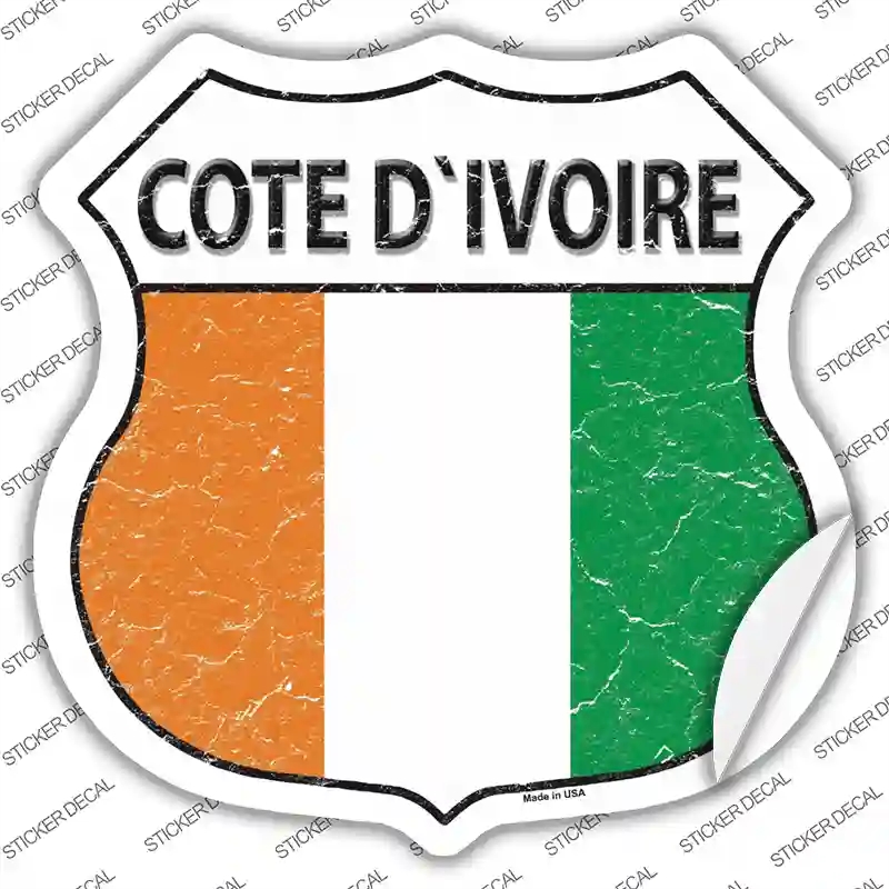 HS-224s-L Cote Divoire Flag Novelty Highway Shield Sticker Decal - Large