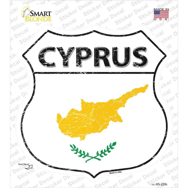 HS-229s-M Cyprus Flag Novelty Highway Shield Sticker Decal - Medium