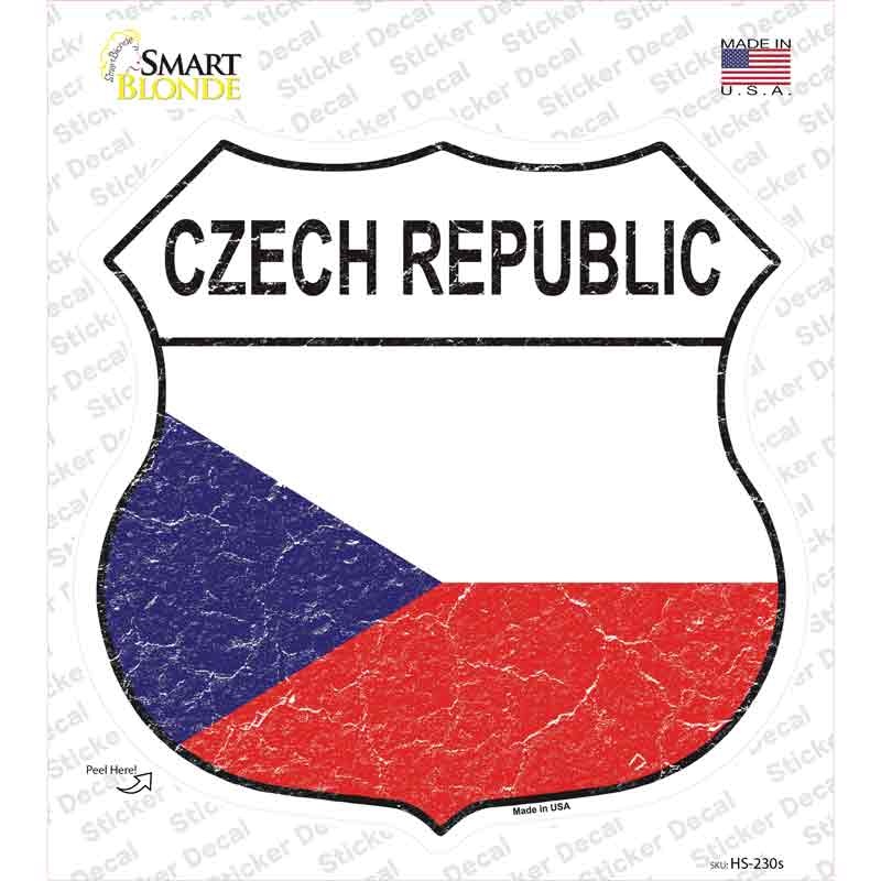 HS-230s-M Czech Republic Flag Novelty Highway Shield Sticker Decal - Medium