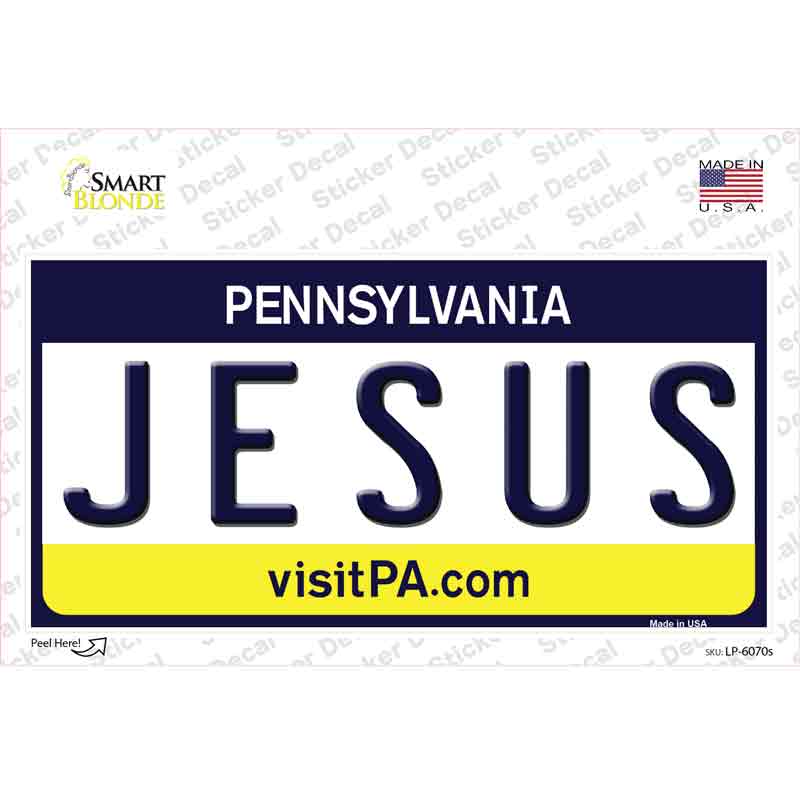 LP-6070s-M Jesus Pennsylvania State Novelty Sticker Decal - Medium