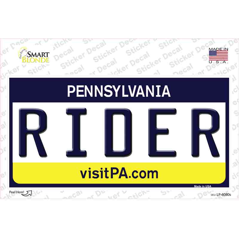 LP-6080s-M Rider Pennsylvania State Novelty Sticker Decal - Medium