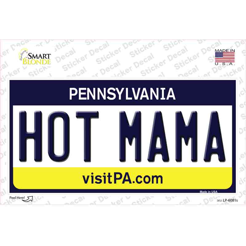 LP-6081s-M Hot Mama Pennsylvania State Novelty Sticker Decal - Medium