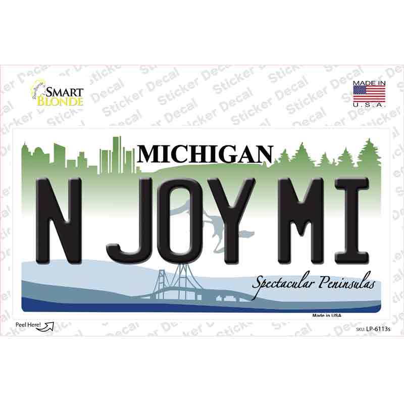 LP-6113s-M N Joy Mi Michigan Novelty Sticker Decal - Medium