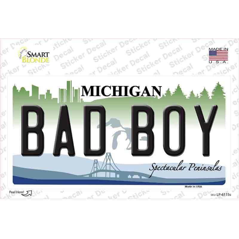 LP-6115s-M Bad Boy Michigan Novelty Sticker Decal - Medium