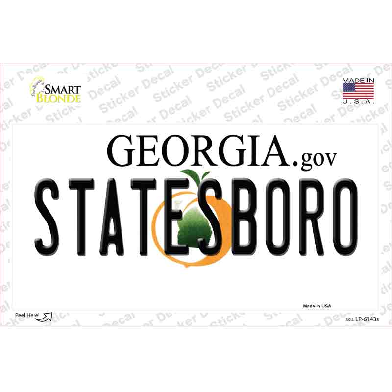 LP-6143s-M Statesboro Georgia Novelty Sticker Decal - Medium