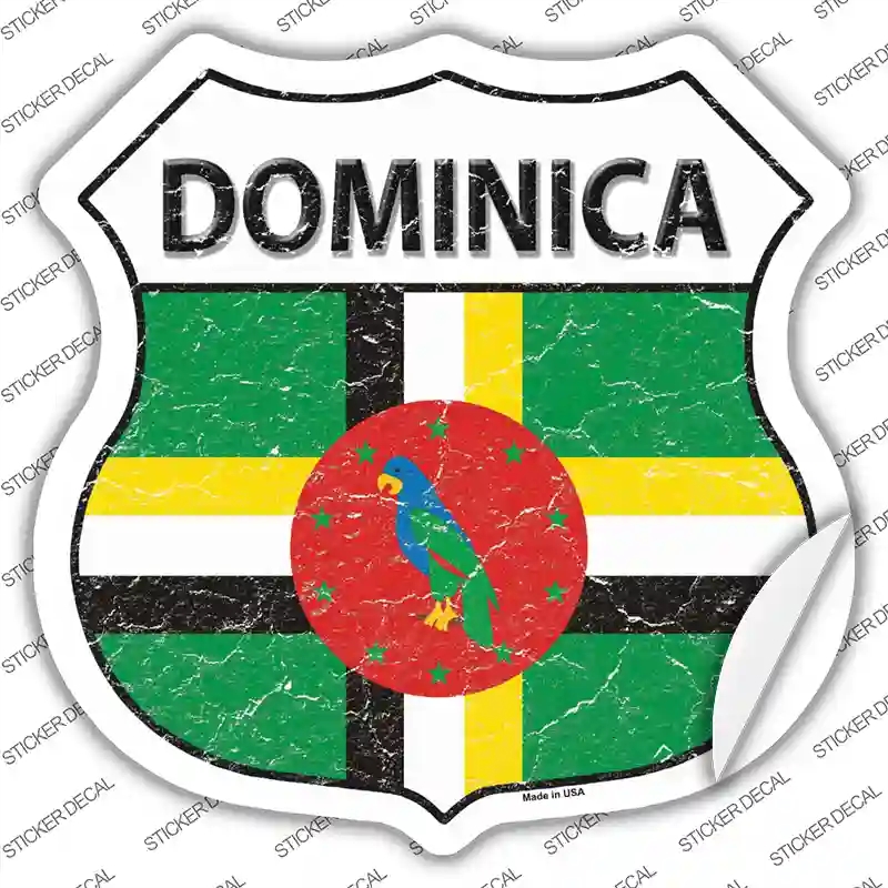 HS-235s-S Dominica Flag Novelty Highway Shield Sticker Decal - Small