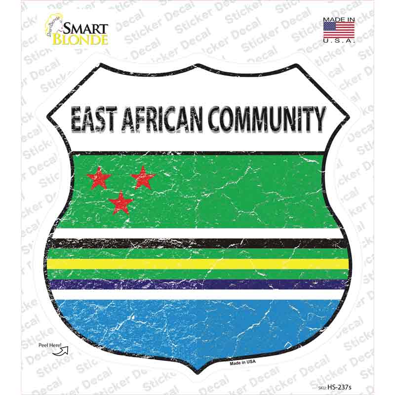 HS-237s-M East Africa Community Flag Novelty Highway Shield Sticker Decal - Medium