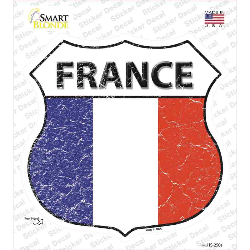 HS-250s-M France Flag Novelty Highway Shield Sticker Decal - Medium