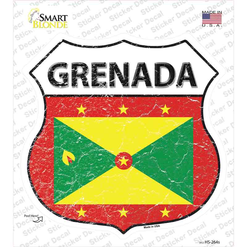HS-264s-M Grenada Flag Novelty Highway Shield Sticker Decal - Medium