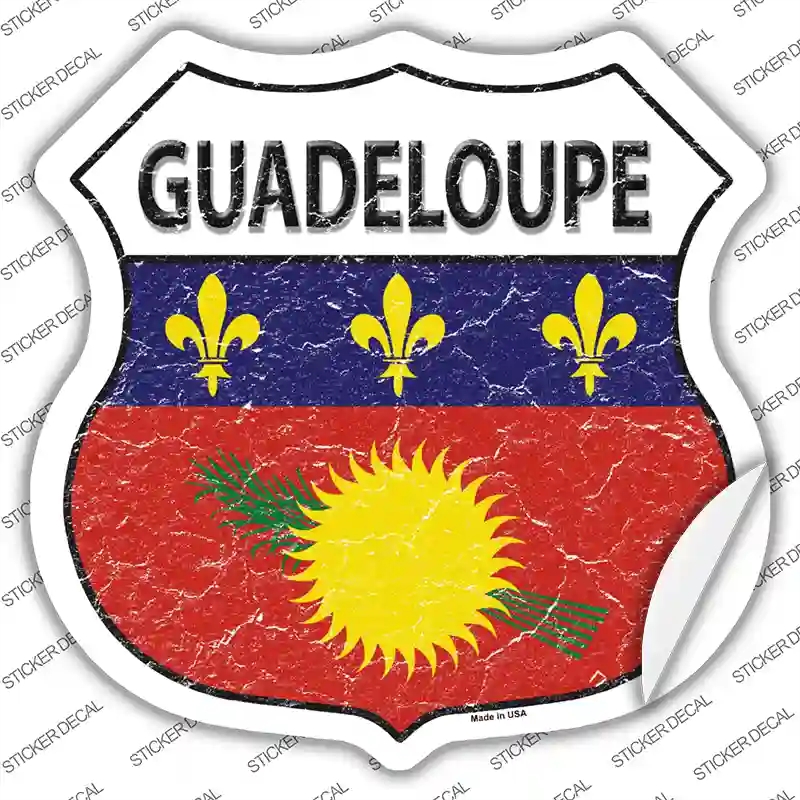 HS-265s-XL Guadeloupe Flag Novelty Highway Shield Sticker Decal - Extra Large