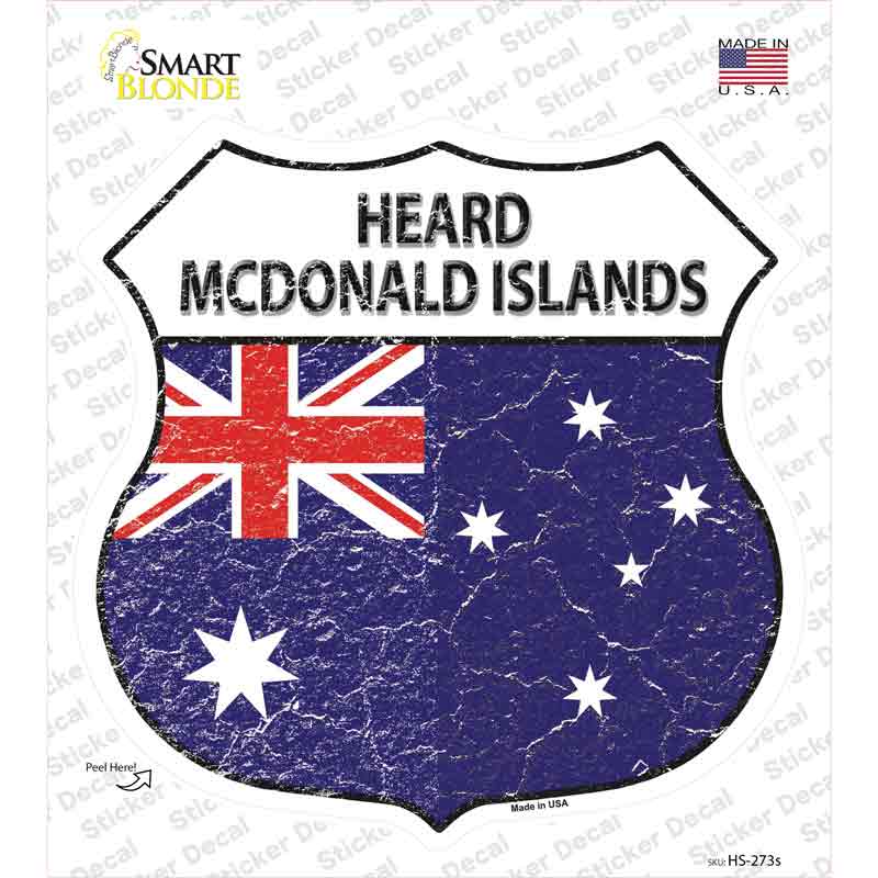 HS-273s-M Heard McDonald Islands Flag Novelty Highway Shield Sticker Decal - Medium