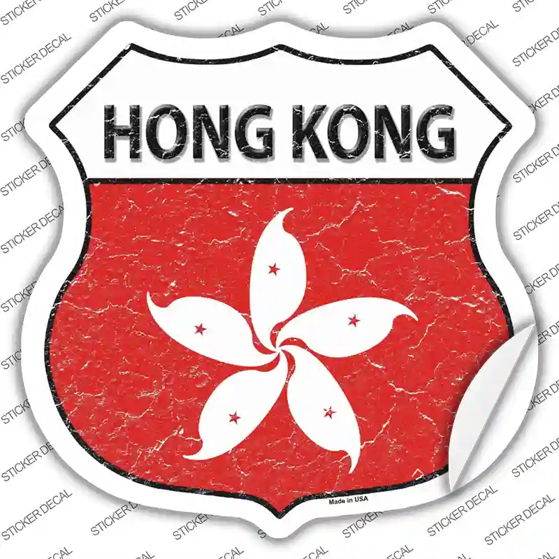 HS-275s-S Hong Kong Flag Novelty Highway Shield Sticker Decal - Small