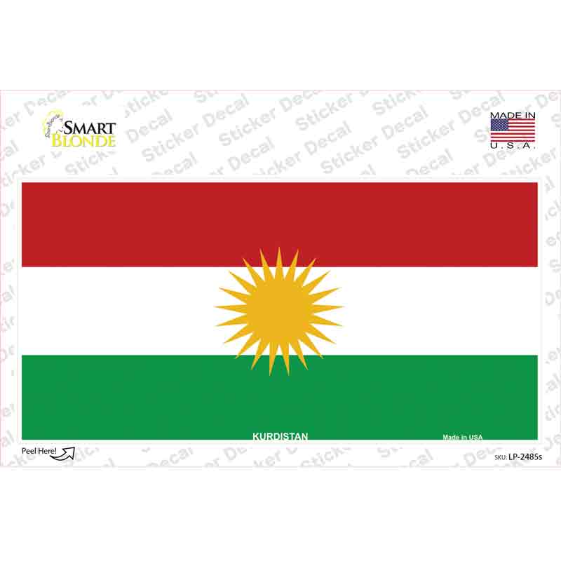 LP-2485s-M Kurdistan Flag Novelty Sticker Decal - Medium