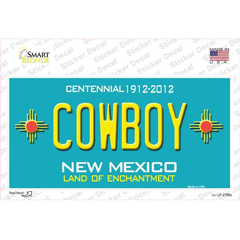 LP-2796s-M Cowboy   Mexico Teal Novelty Sticker Decal - Medium