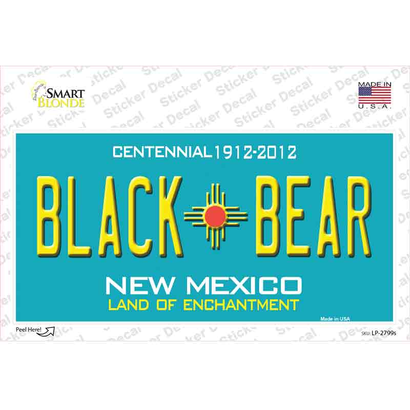 LP-2799s-M Black Bear   Mexico Teal Novelty Sticker Decal - Medium