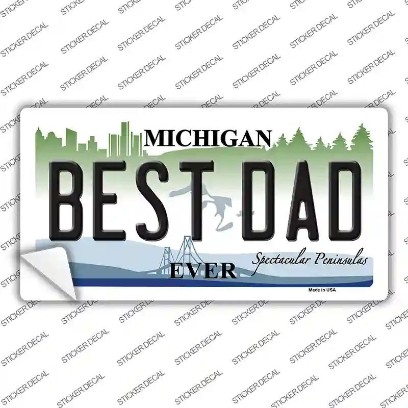LP-2805s-L Best Dad Michigan State Novelty Sticker Decal - Large