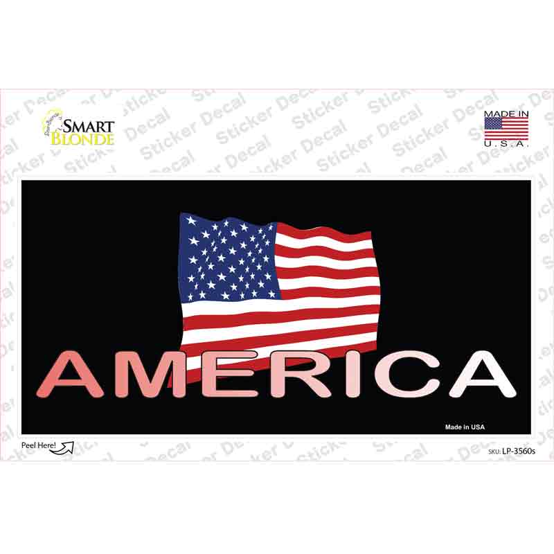 LP-3560s-M American Flag Black Novelty Sticker Decal - Medium