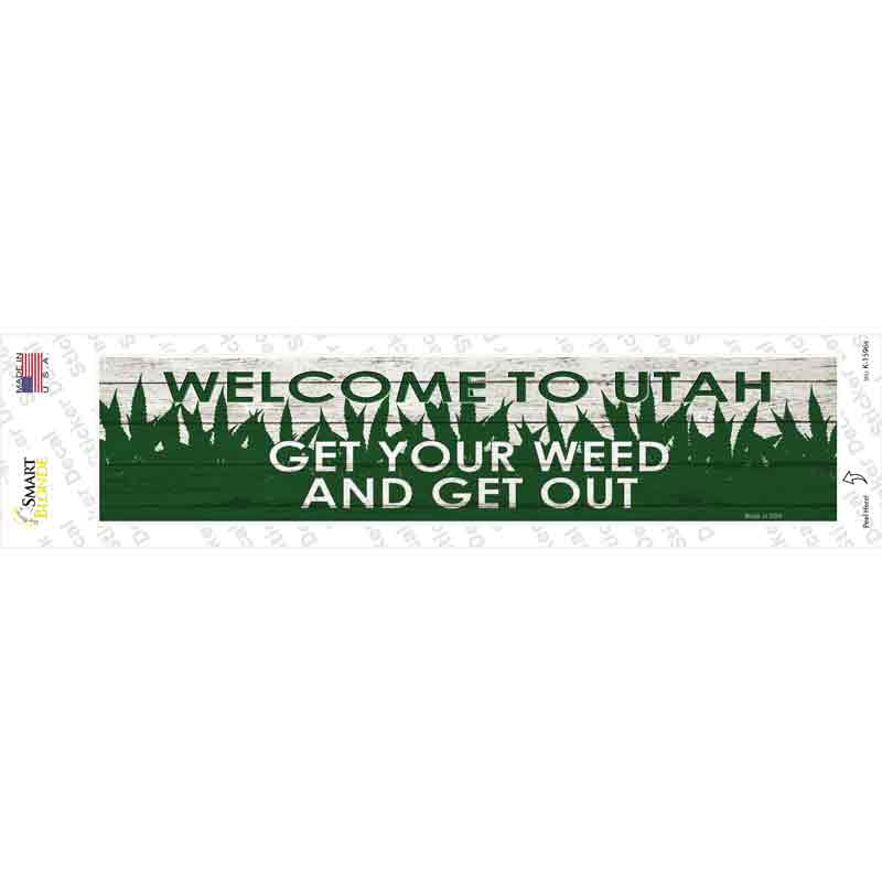 K-1596s-M Utah Weed Novelty Narrow Sticker Decal - Medium