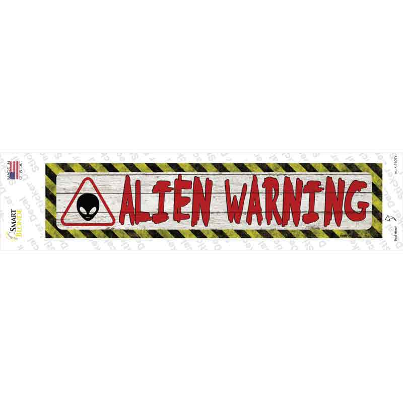 K-1607s-M Alien Warning Novelty Narrow Sticker Decal - Medium