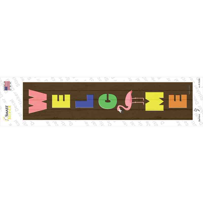 K-1638s-M Welcome Flamingo Novelty Narrow Sticker Decal - Medium