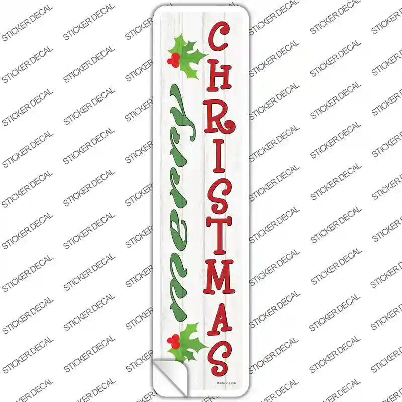 K-1643s-S Merry Christmas Mistletoe Novelty Narrow Sticker Decal - Small