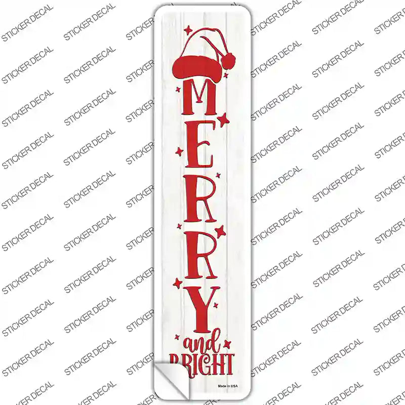 K-1689s-L Merry & Bright White Novelty Narrow Sticker Decal - Large