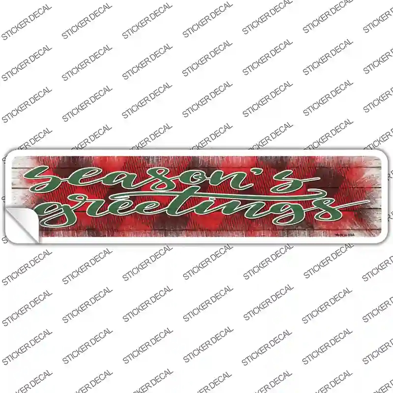 K-1796s-S Seasons Greetings Red Novelty Narrow Sticker Decal - Small