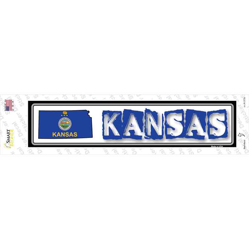 K-315s-M Kansas Outline Novelty Narrow Sticker Decal - Medium
