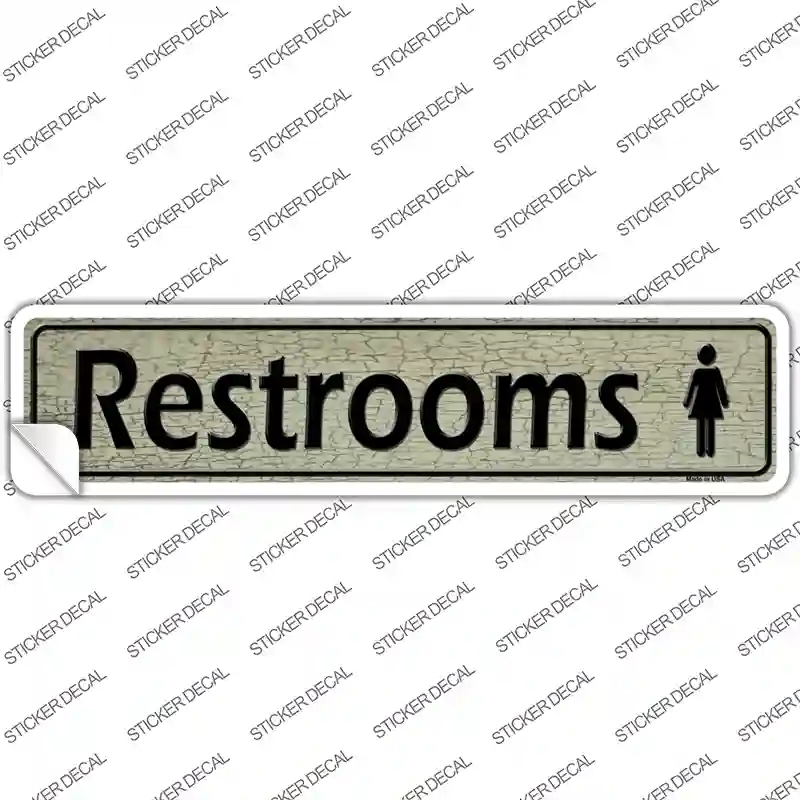 K-372s-S Restrooms Ladies Novelty Narrow Sticker Decal - Small