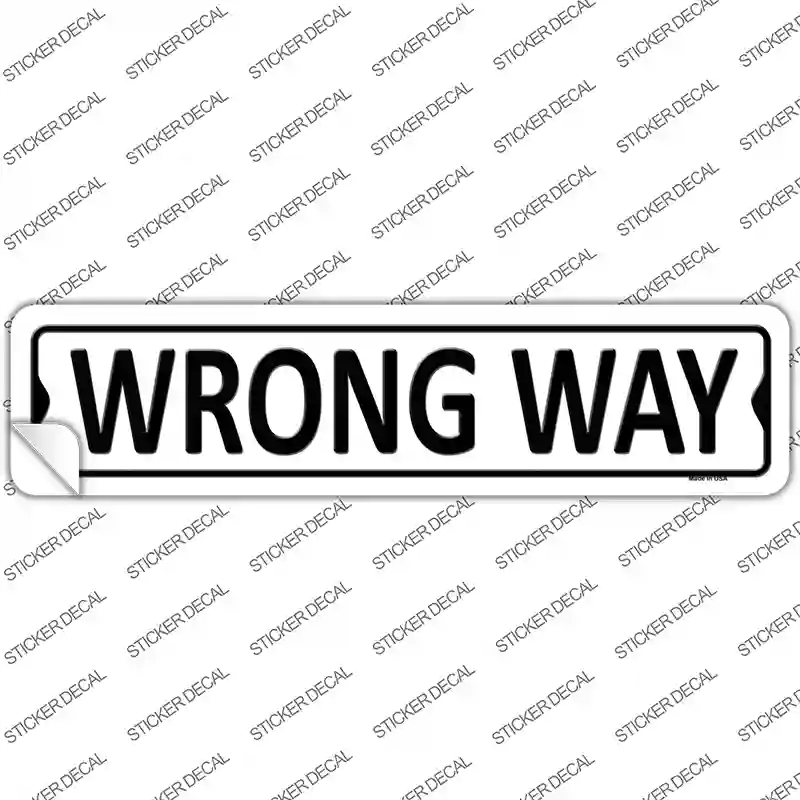 K-411s-XL Wrong Way Novelty Narrow Sticker Decal - Extra Large