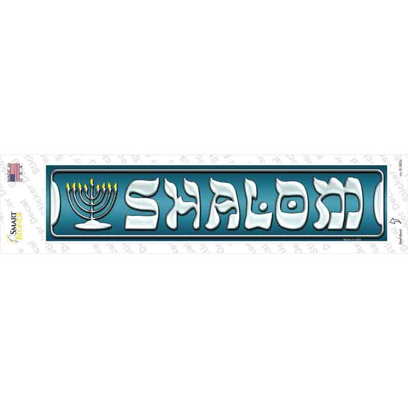 K-583s-M Shalom Menorah Novelty Narrow Sticker Decal - Medium