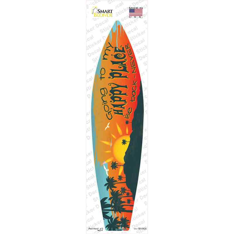 SB-042s-M Going to My Happy Place Novelty Surfboard Sticker Decal - Medium