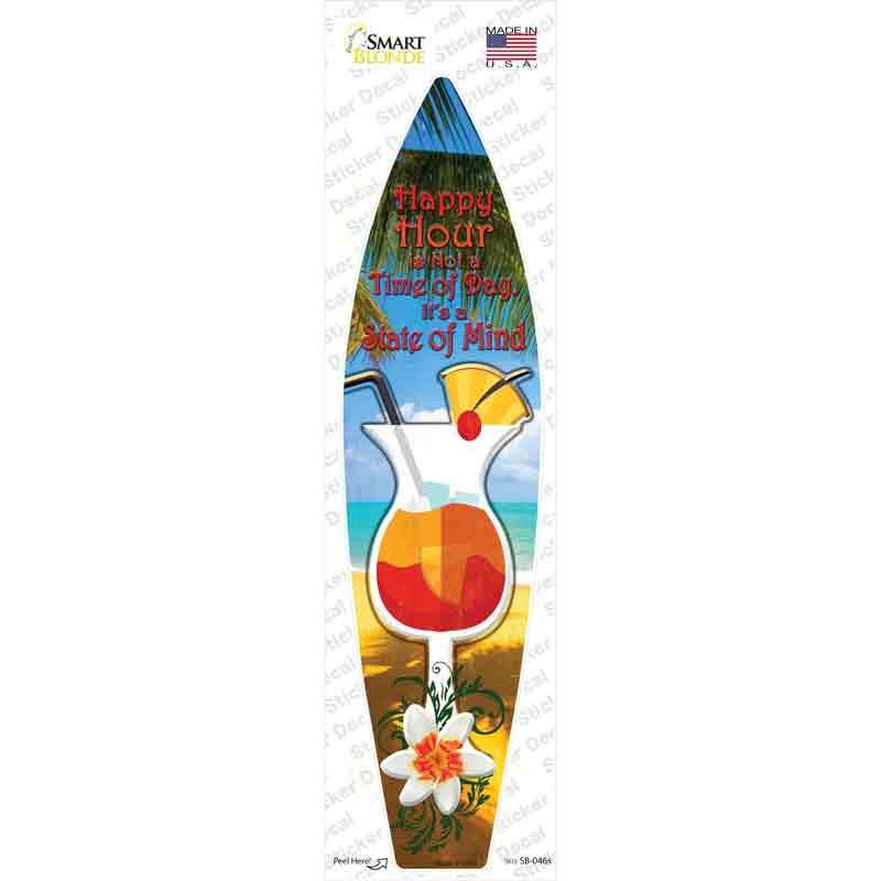 SB-046s-M Happy Hour Novelty Surfboard Sticker Decal - Medium
