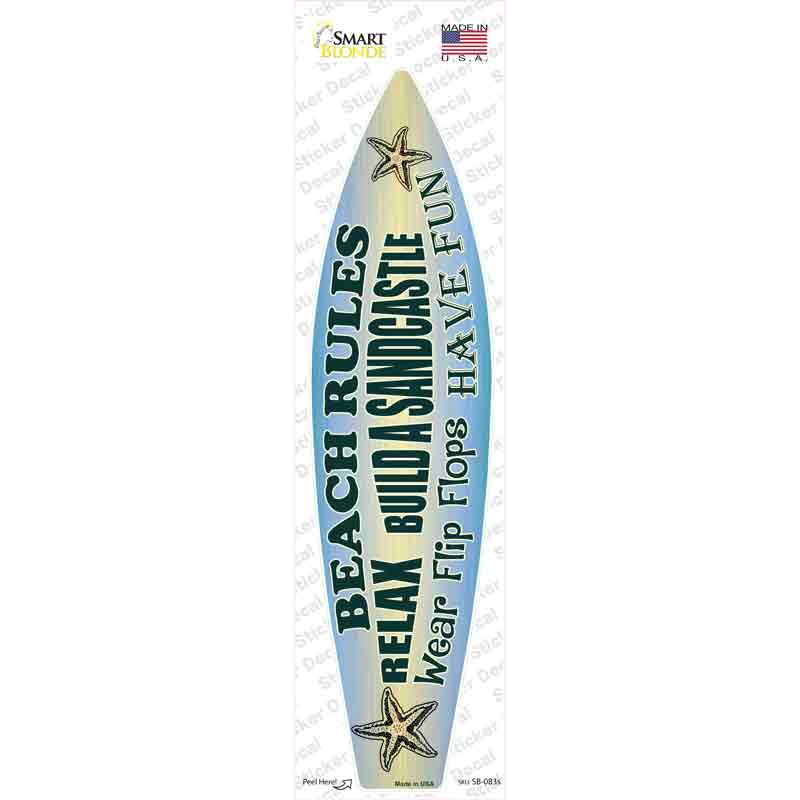 SB-083s-M Beach Rules Relax Novelty Surfboard Sticker Decal - Medium