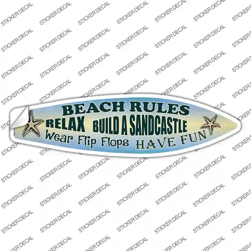 SB-083s-XL Beach Rules Relax Novelty Surfboard Sticker Decal - Extra Large