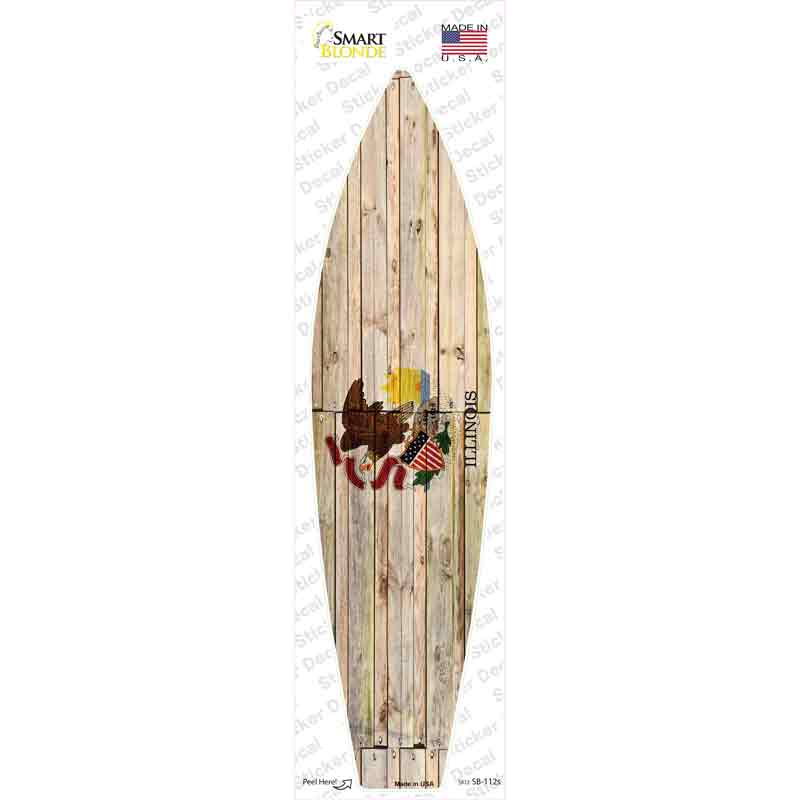 SB-112s-M Illinois State Flag Novelty Surfboard Sticker Decal - Medium