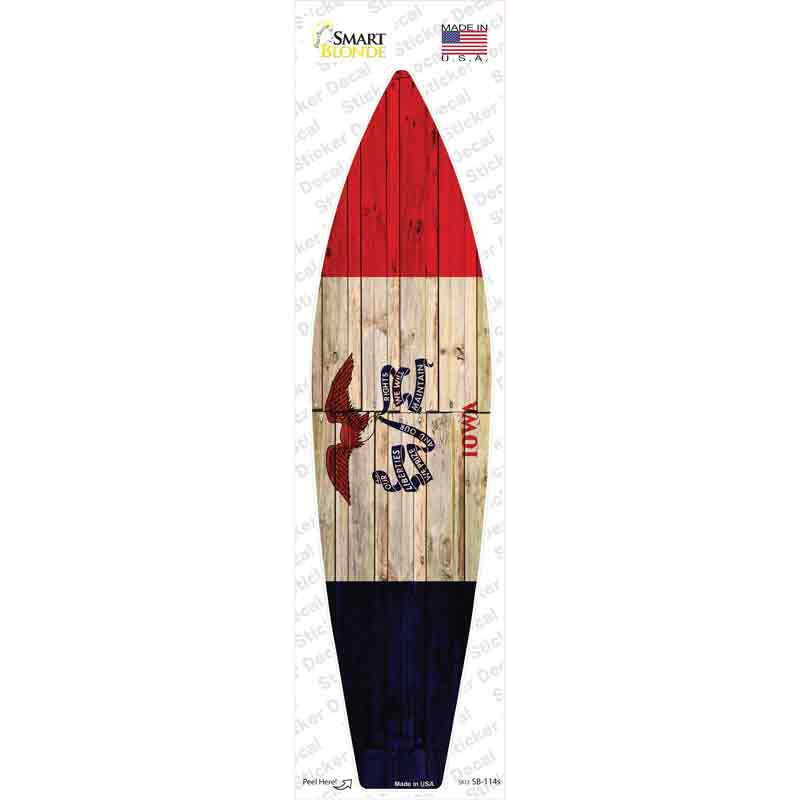 SB-114s-M Iowa State Flag Novelty Surfboard Sticker Decal - Medium
