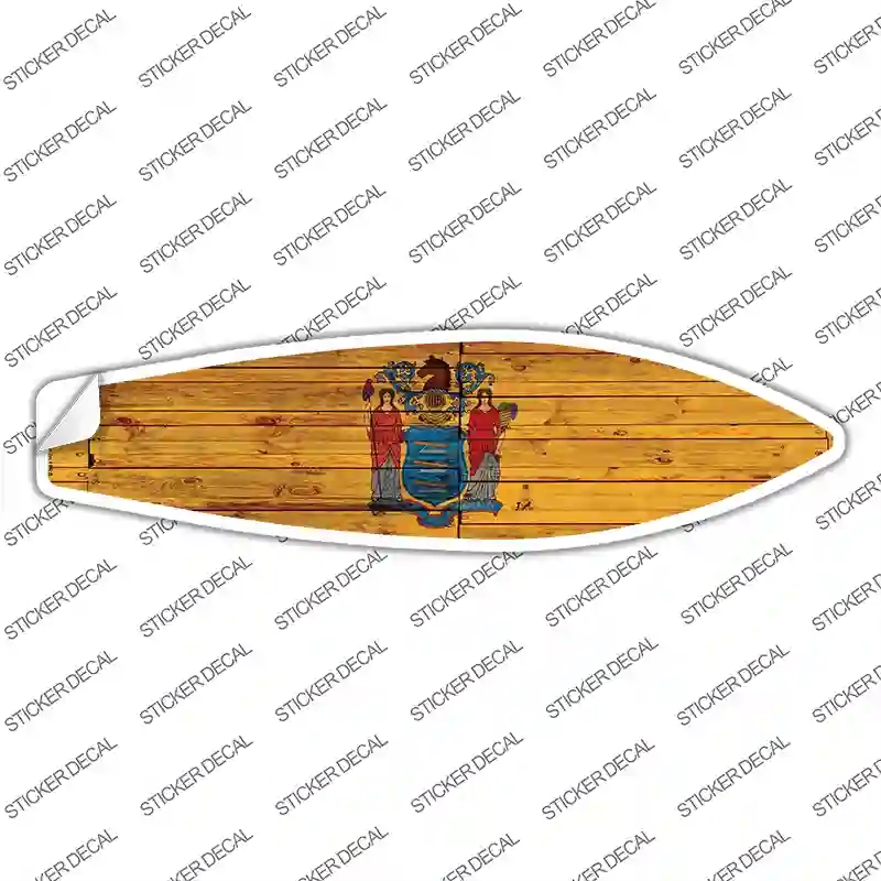 SB-129s-S   Jersey State Flag Novelty Surfboard Sticker Decal - Small