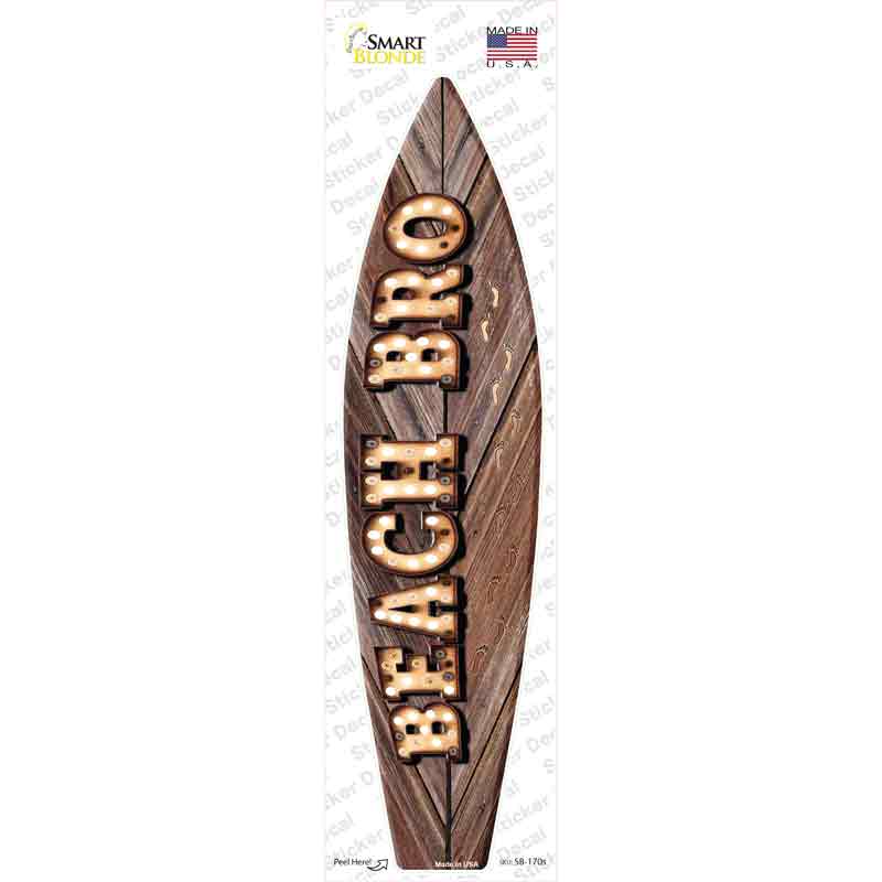 SB-170s-M Beach Bro Bulb Lettering Novelty Surfboard Sticker Decal - Medium