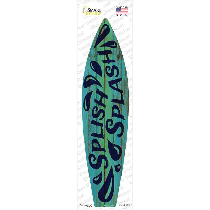 SB-178s-M Green Splish Splash Novelty Surfboard Sticker Decal - Medium