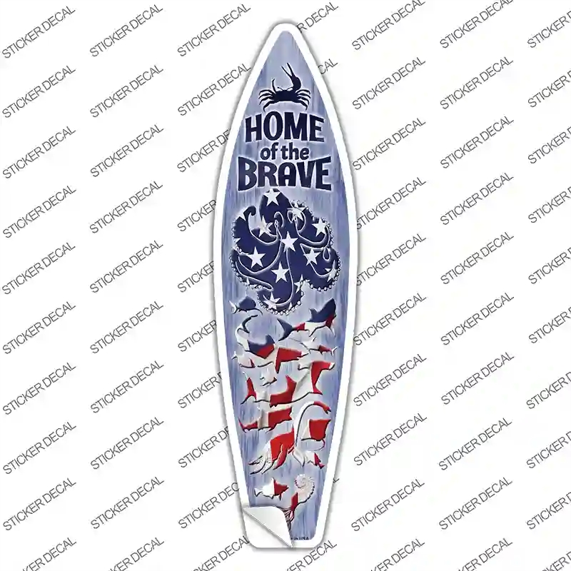SB-190s-L Home of the Brave Novelty Surfboard Sticker Decal - Large